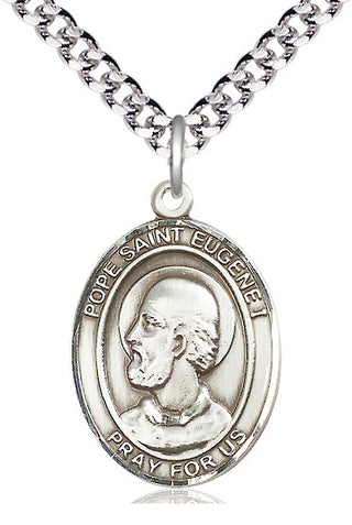 Sterling Silver Pope St Eugene I Medal Catholic Jewelry Engraved Catholic Saint Jewelry