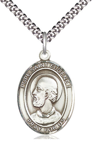 Sterling Silver Pope St Eugene I Medal Catholic Jewelry Engraved Catholic Saint Jewelry