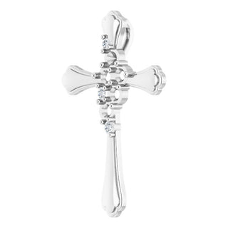 Platinum 5-Stone .08 CTW Natural Diamond Semi-Set Family Cross Pendant