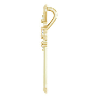 14K Yellow 3-Stone 1/8 CTW Natural Diamond Semi-Set Family Cross Pendant