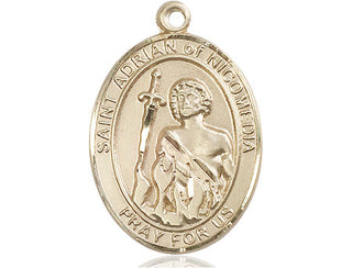 14kt Gold Filled Saint Adrian of Nicomedia Medal Engraved Catholic Saint Jewelry
