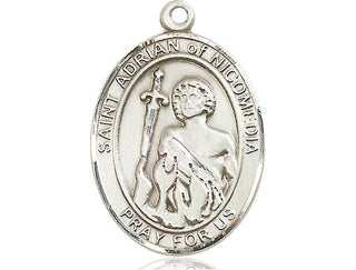 Sterling Silver Saint Adrian of Nicomedia Medal Catholic Jewelry Engraved Catholic Saint Jewelry