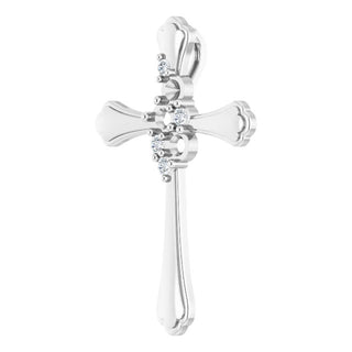 Platinum 3-Stone 1/8 CTW Natural Diamond Semi-Set Family Cross Pendant
