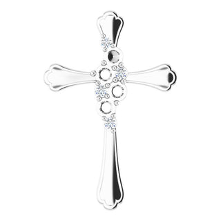 Sterling Silver 4-Stone 1/8 CTW Natural Diamond Semi-Set Family Cross Pendant