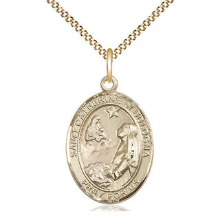 14kt Gold Filled Saint Catherine of Bologna Medal Catholic Jewelry Engraved Catholic Saint Jewelry