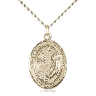 14kt Gold Filled Saint Catherine of Bologna Medal Catholic Jewelry Engraved Catholic Saint Jewelry