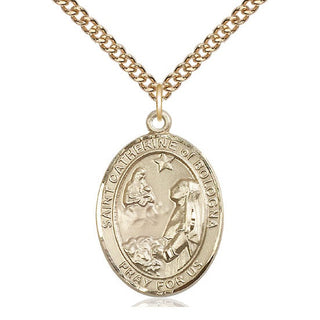 14kt Gold Saint Catherine of Bologna Medal Engraved Catholic Saint Jewelry