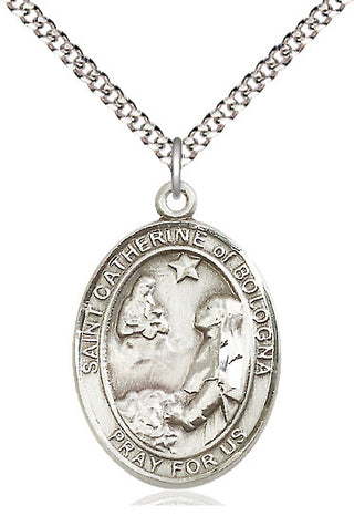 Pewter Saint Catherine of Bologna Medal Catholic Jewelry Engraved Catholic Saint Jewelry