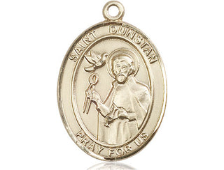 14kt Gold Filled Saint Dunstan Medal Engraved Catholic Saint Jewelry