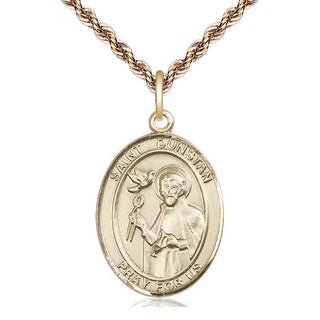 14kt Gold Filled Saint Dunstan Medal Catholic Jewelry Engraved Catholic Saint Jewelry