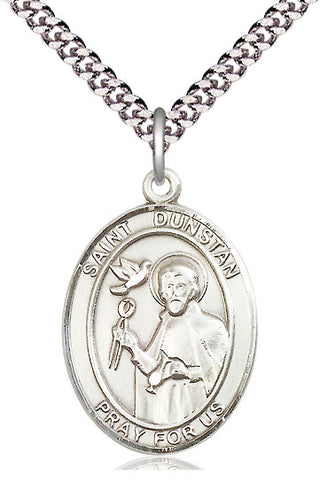 Pewter Saint Dunstan Medal Catholic Jewelry Engraved Catholic Saint Jewelry