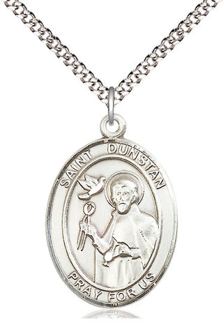 Pewter Saint Dunstan Medal Catholic Jewelry Engraved Catholic Saint Jewelry