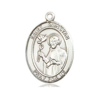 Sterling Silver Saint Dunstan Medal Catholic Jewelry Engraved Catholic Saint Jewelry