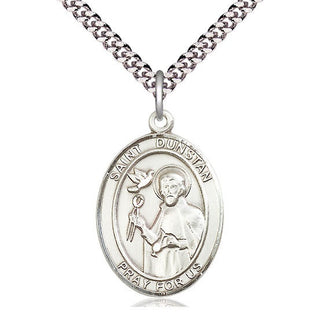 Sterling Silver Saint Dunstan Medal Catholic Jewelry Engraved Catholic Saint Jewelry
