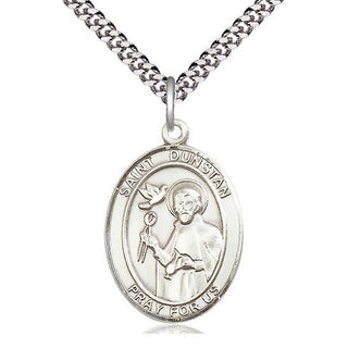Sterling Silver Saint Dunstan Medal Catholic Jewelry Engraved Catholic Saint Jewelry