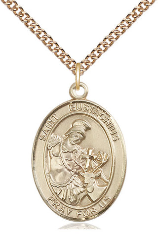14kt Gold Filled Saint Eustachius Medal Catholic Jewelry Engraved Catholic Saint Jewelry