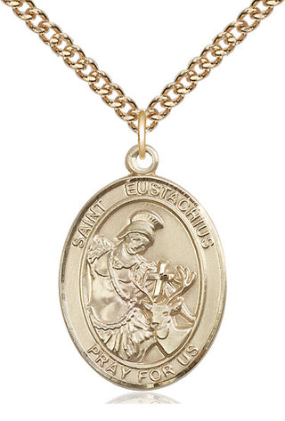14kt Gold Filled Saint Eustachius Medal Catholic Jewelry Engraved Catholic Saint Jewelry