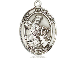 Pewter Saint Eustachius Medal Engraved Catholic Saint Jewelry