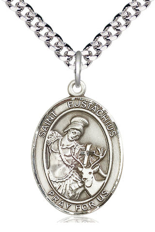 Pewter Saint Eustachius Medal Catholic Jewelry Engraved Catholic Saint Jewelry