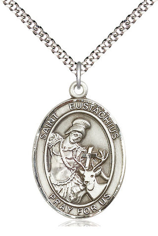 Pewter Saint Eustachius Medal Catholic Jewelry Engraved Catholic Saint Jewelry