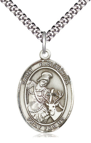Pewter Saint Eustachius Medal Catholic Jewelry Engraved Catholic Saint Jewelry