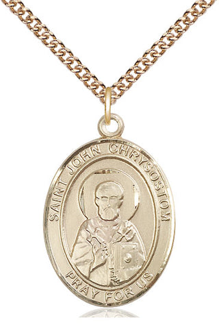 14kt Gold Filled Saint John Chrysostom Medal Catholic Jewelry Engraved Catholic Saint Jewelry