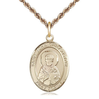 14kt Gold Filled Saint John Chrysostom Medal Catholic Jewelry Engraved Catholic Saint Jewelry