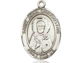 Pewter Saint John Chrysostom Medal Engraved Catholic Saint Jewelry
