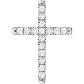 Sterling Silver 1/2 CTW Natural Diamond French-Set Cross Pendant