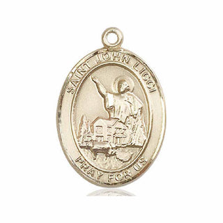 14kt Gold Saint John Licci Medal Engraved Catholic Saint Jewelry