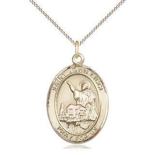 14kt Gold Saint John Licci Medal Engraved Catholic Saint Jewelry
