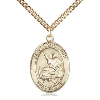 14kt Gold Saint John Licci Medal Engraved Catholic Saint Jewelry
