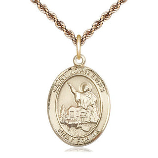 14kt Gold Saint John Licci Medal Engraved Catholic Saint Jewelry