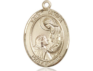 14kt Gold Filled Saint Paula Medal Engraved Catholic Saint Jewelry