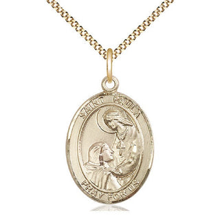 14kt Gold Filled Saint Paula Medal Catholic Jewelry Engraved Catholic Saint Jewelry