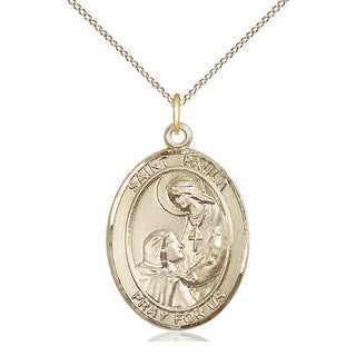 14kt Gold Filled Saint Paula Medal Catholic Jewelry Engraved Catholic Saint Jewelry