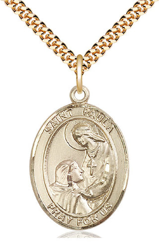 14kt Gold Filled Saint Paula Medal Catholic Jewelry Engraved Catholic Saint Jewelry