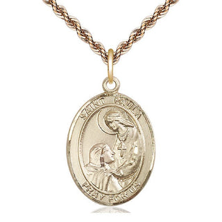14kt Gold Filled Saint Paula Medal Catholic Jewelry Engraved Catholic Saint Jewelry