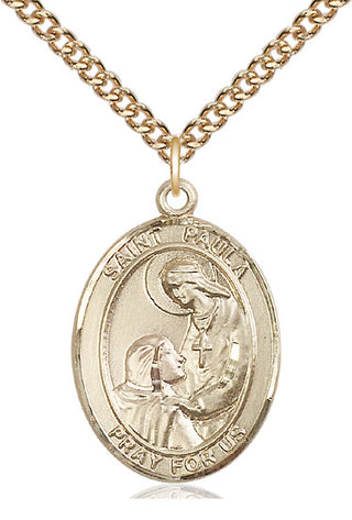 14kt Gold Saint Paula Medal Engraved Catholic Saint Jewelry