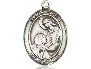 Sterling Silver Saint Paula Medal Catholic Jewelry Engraved Catholic Saint Jewelry