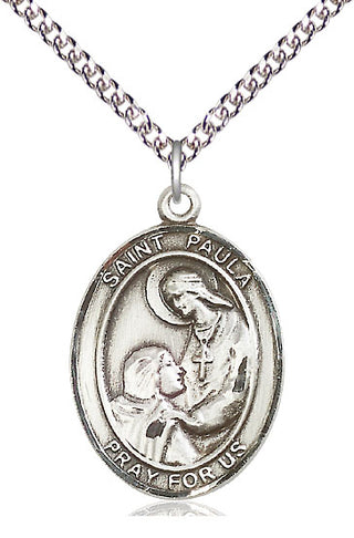 Sterling Silver Saint Paula Medal Catholic Jewelry Engraved Catholic Saint Jewelry