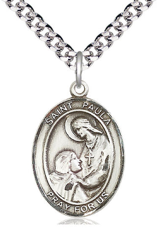 Sterling Silver Saint Paula Medal Catholic Jewelry Engraved Catholic Saint Jewelry