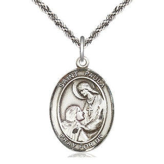 Sterling Silver Saint Paula Medal Catholic Jewelry Engraved Catholic Saint Jewelry