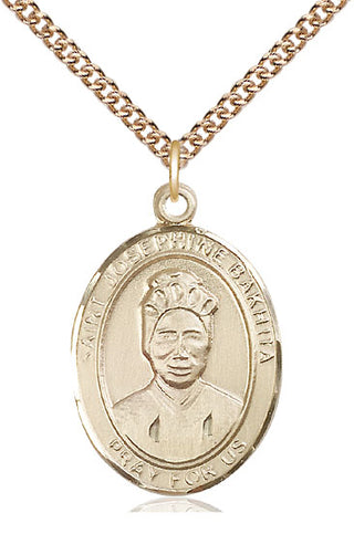 14kt Gold Filled Saint Josephine Bakhita Medal Catholic Jewelry Engraved Catholic Saint Jewelry