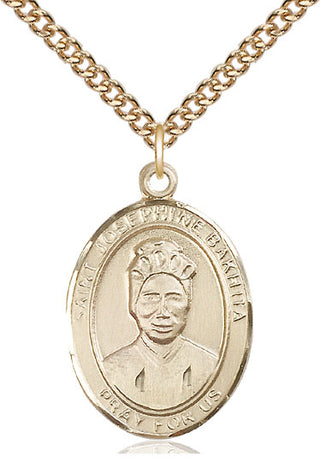 14kt Gold Filled Saint Josephine Bakhita Medal Catholic Jewelry Engraved Catholic Saint Jewelry