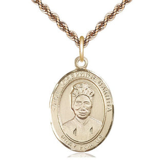 14kt Gold Filled Saint Josephine Bakhita Medal Catholic Jewelry Engraved Catholic Saint Jewelry
