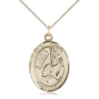 14kt Gold Filled Saint Edwin Medal Catholic Jewelry Engraved Catholic Saint Jewelry