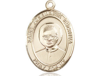 14kt Gold Saint Josemaria Escriva Medal Engraved Catholic Saint Jewelry