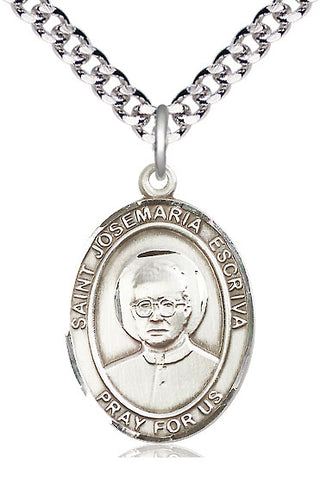 Sterling Silver Saint Josemaria Escriva Medal Catholic Jewelry Engraved Catholic Saint Jewelry