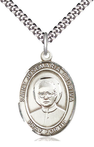 Sterling Silver Saint Josemaria Escriva Medal Catholic Jewelry Engraved Catholic Saint Jewelry